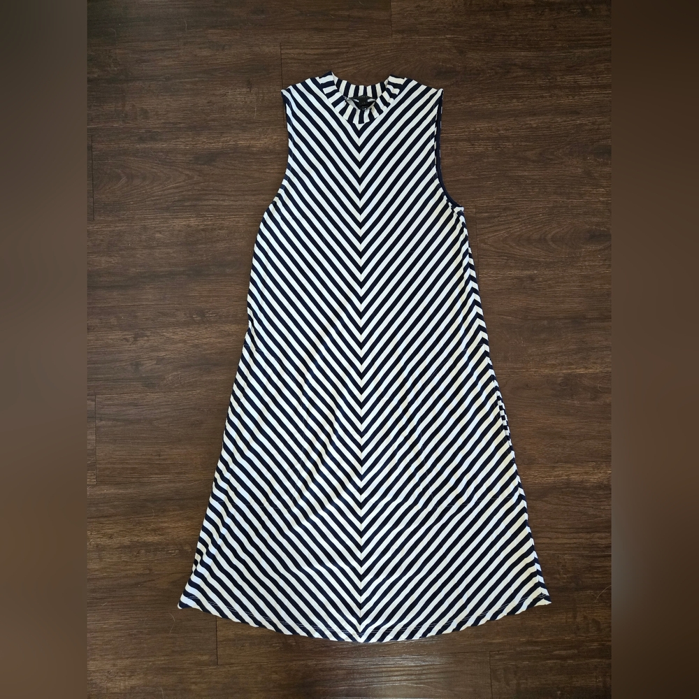 J. Crew Swingy Mockneck Striped A Line Dress With Pockets XXS